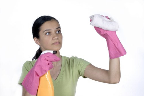 Safety-focused carpet cleaning setup with protective measures in place